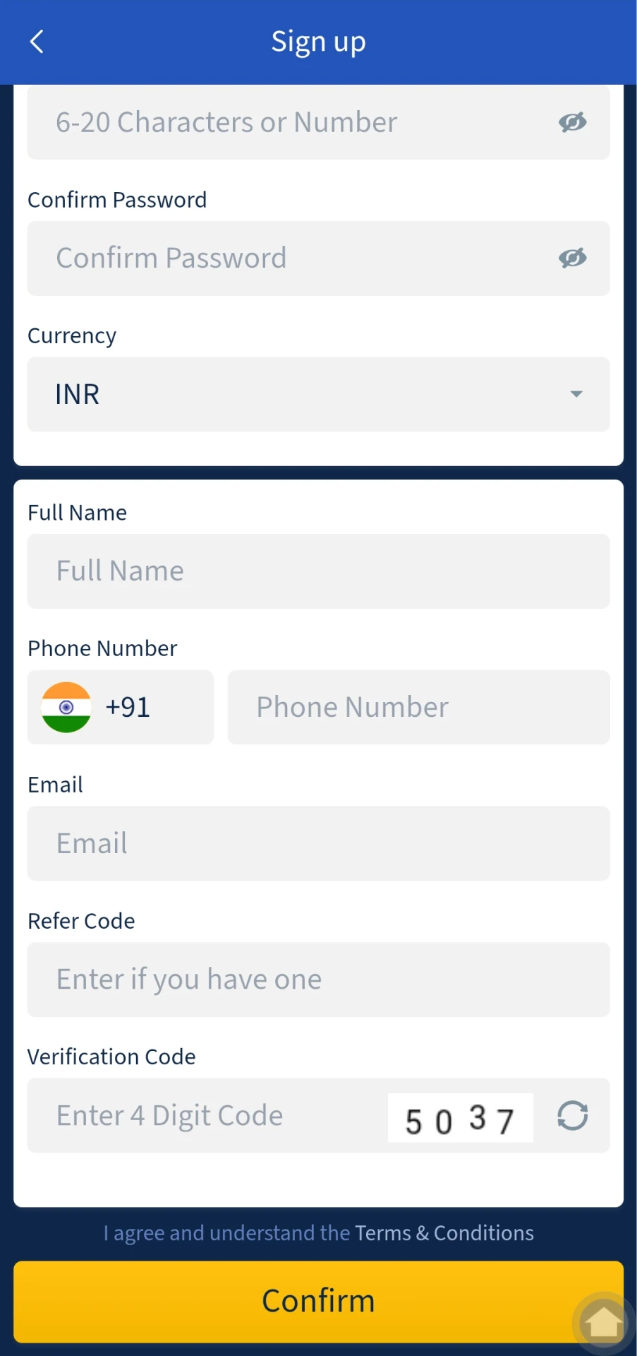 Fill in all of the required fields.