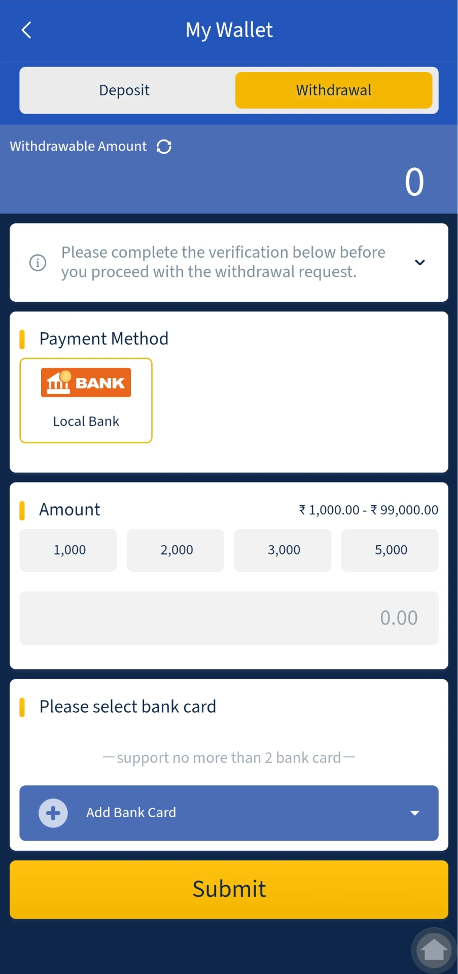 Select the payment system for withdrawal.