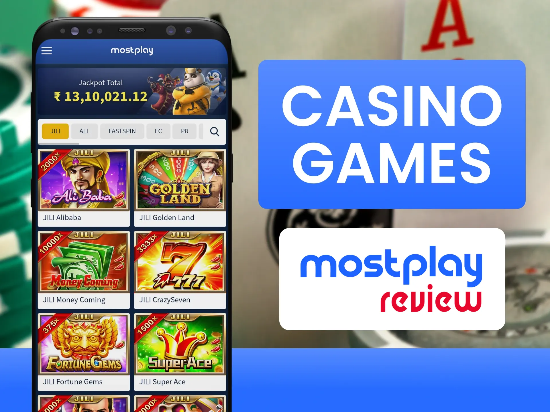 Search for your favourite casino games in the Mostplay casino app.