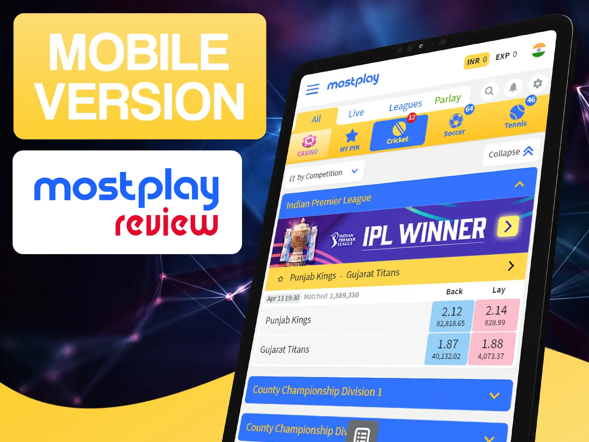 Use the mobile version of the Mostplay website on any mobile device.