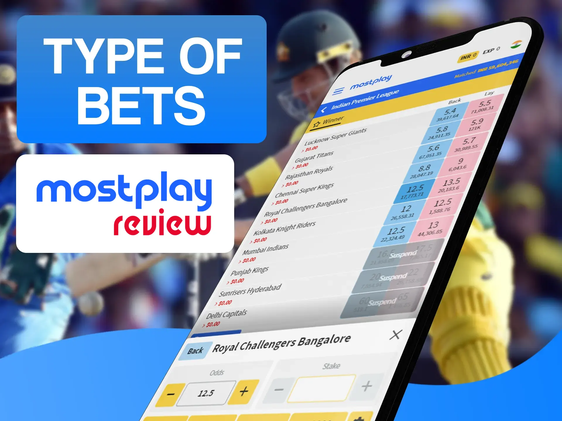 Bet how you want by choosing different types of bets at Mostplay.