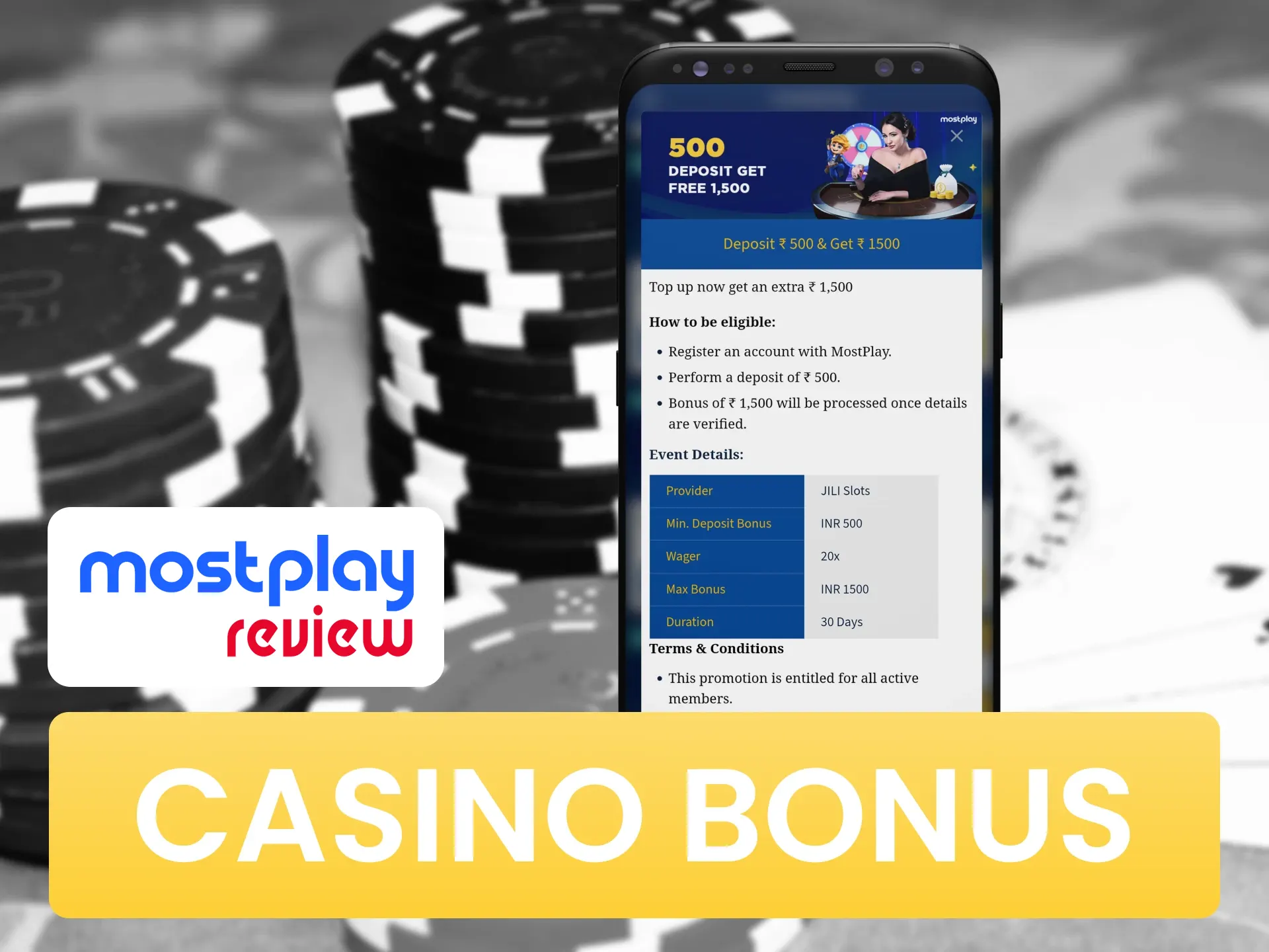 Get Mostplay casino bonus after playing casino games.
