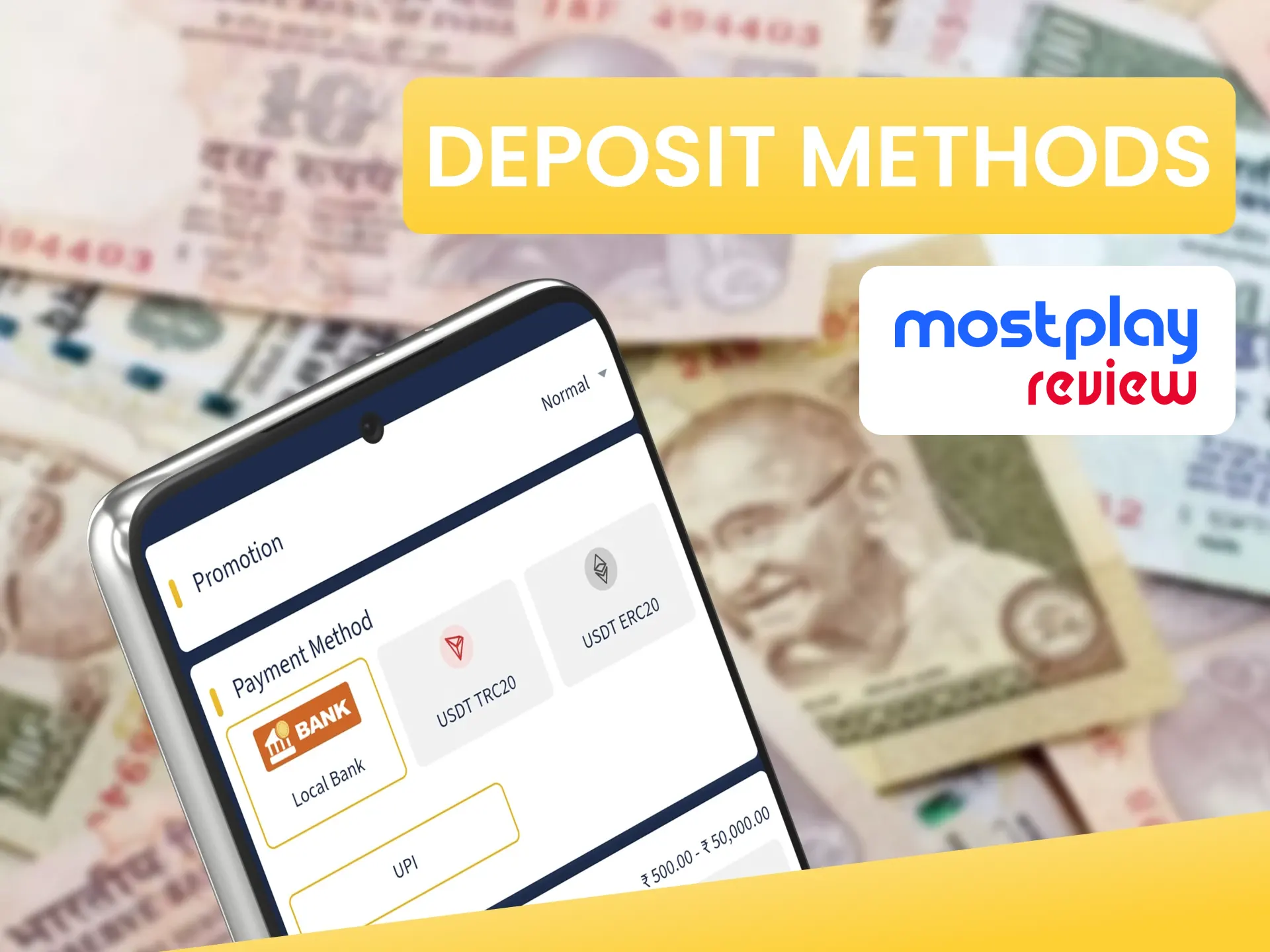 Find out what deposit methods are available on Mostplay.