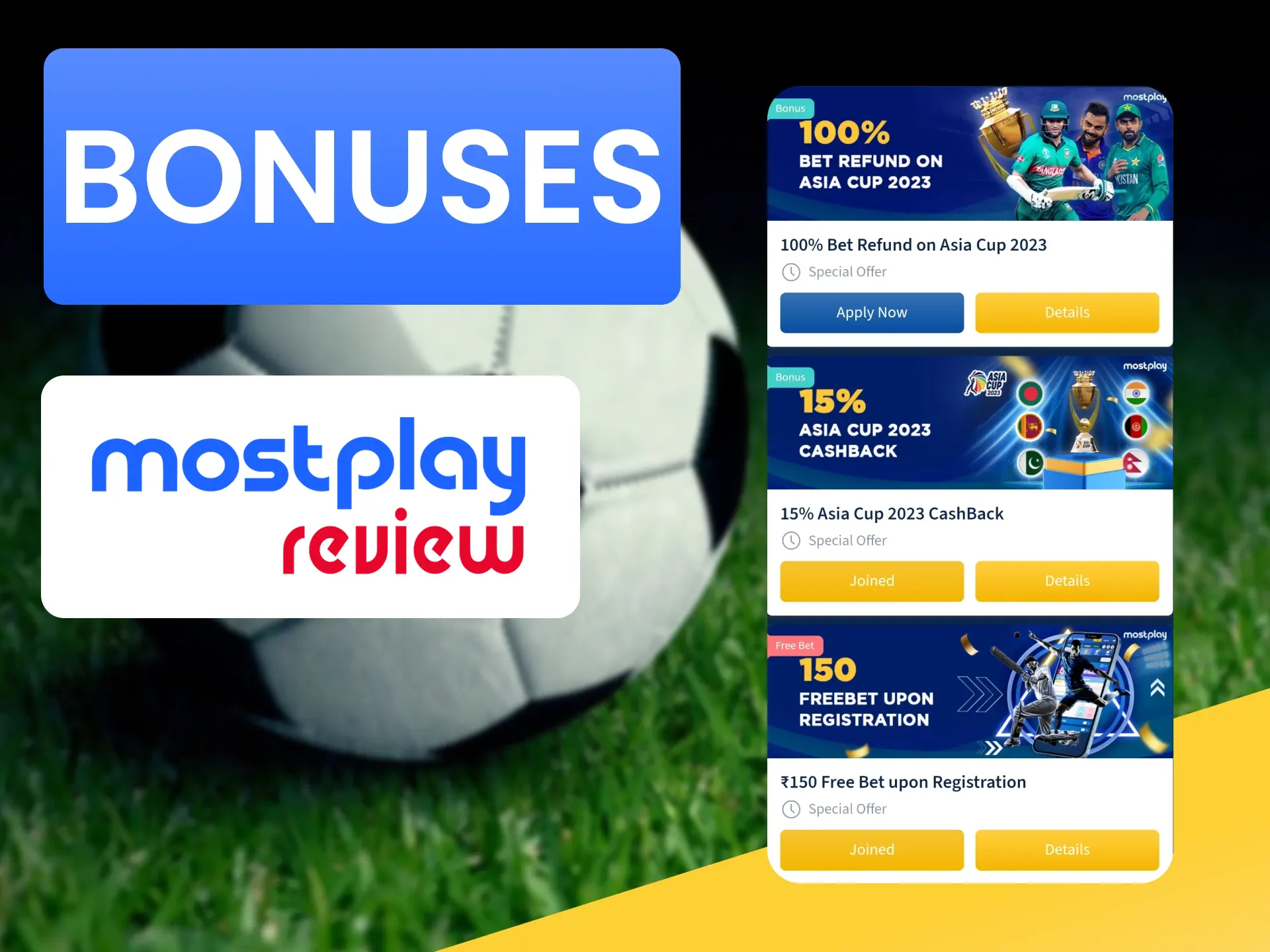 Get football betting bonuses from Mostplay.