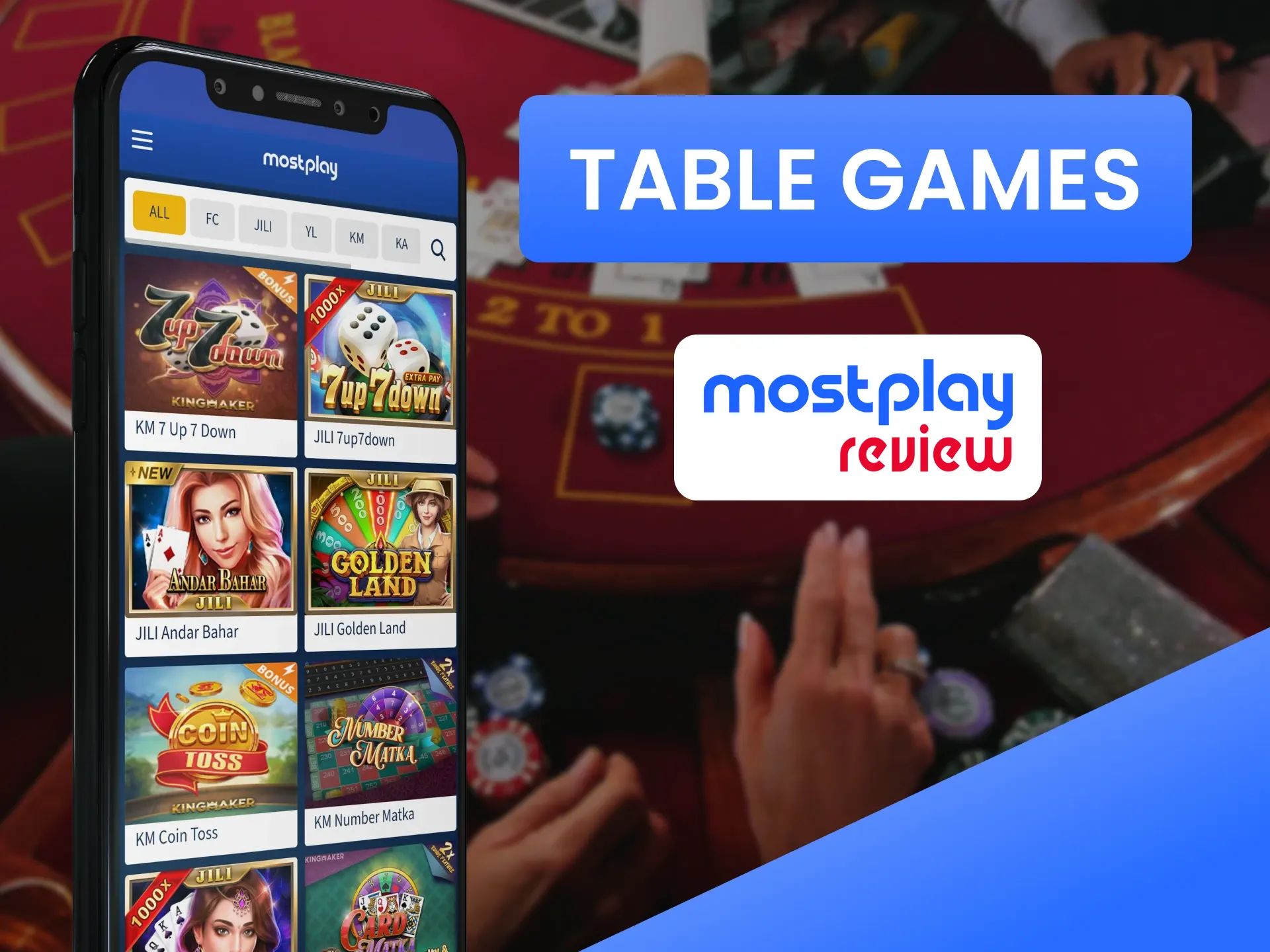 Play table games at the Mostplay casino with real people.