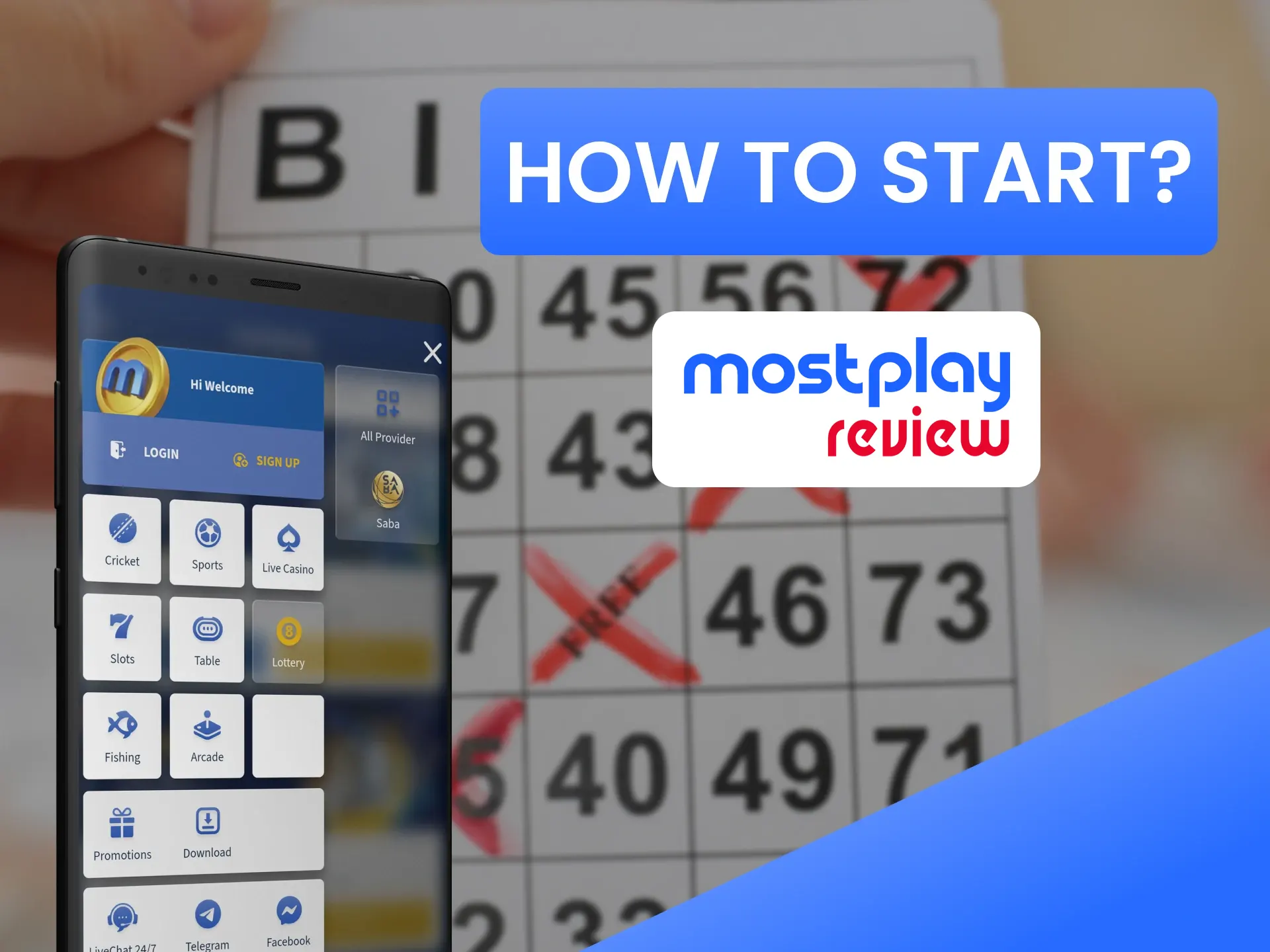 Select the section from Lottery to Mostplay.