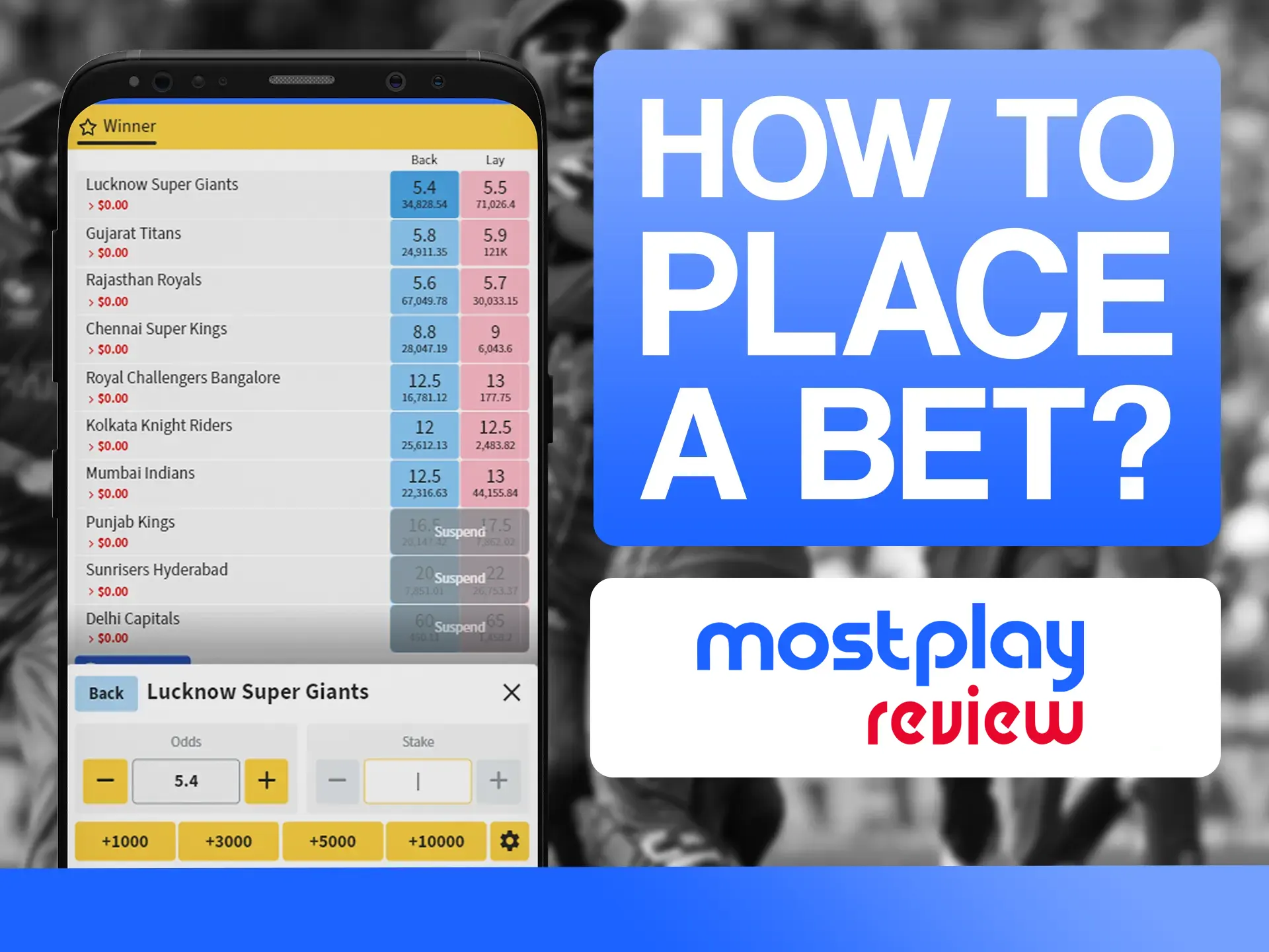 It's easy to place bets at Mostplay.