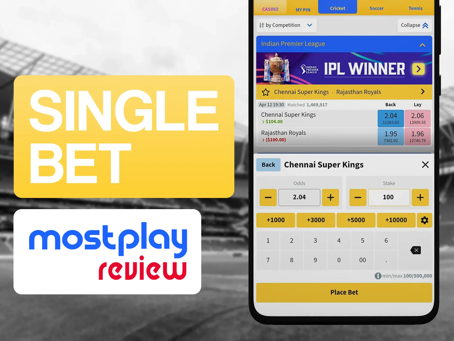 Make simple single bets on a special Mostplay app.