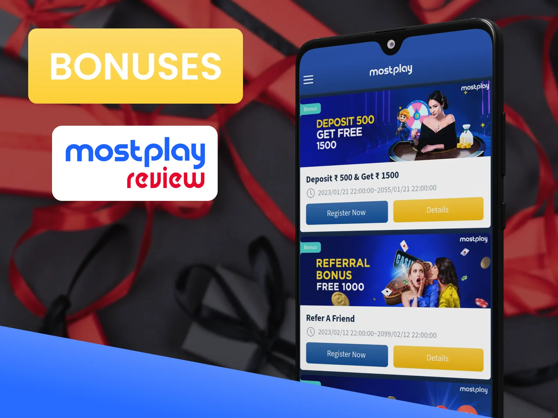 Mostplay has slots bonuses for players.