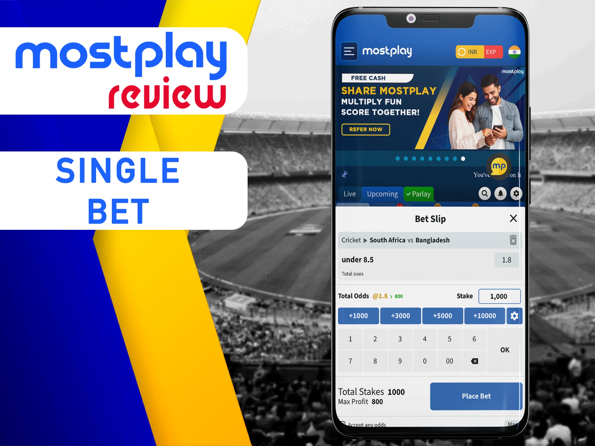 Make simple single bets on a special Mostplay app.